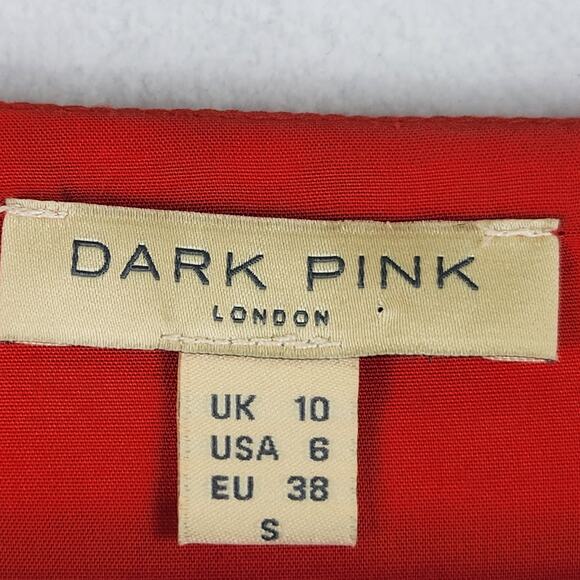 Dark Pink London ASOS Red Butterfly Print Women’s Dress Ruffled US SZ 6 EUC - Picture 3 of 16